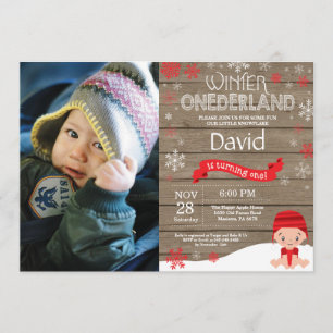 Rustic Winter Onederland 1st Birthday Invitation