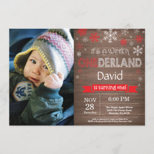 Rustic Winter Onederland 1st Birthday Invitation