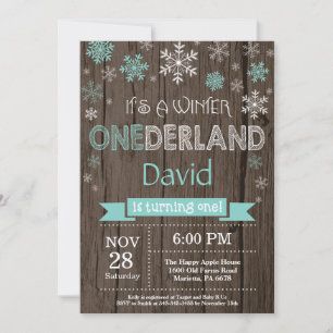 Rustic Winter Onederland 1st Birthday Invitation