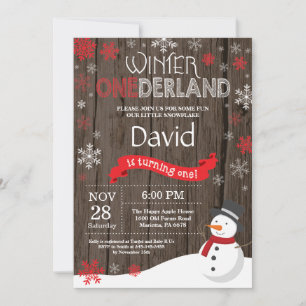 Rustic Winter Onederland 1st Birthday Invitation