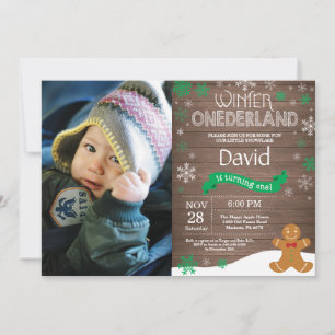 Rustic Winter Onederland 1st Birthday Invitation