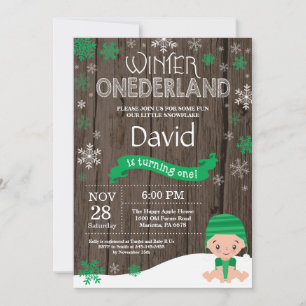 Rustic Winter Onederland 1st Birthday Invitation