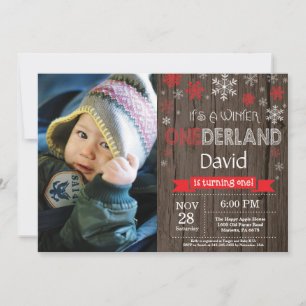 Rustic Winter Onederland 1st Birthday Invitation