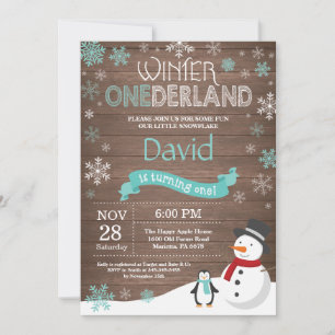 Rustic Winter Onederland 1st Birthday Invitation
