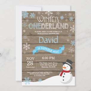 Rustic Winter Onederland 1st Birthday Invitation