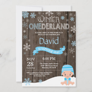 Rustic Winter Onederland 1st Birthday Invitation