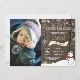 Rustic Winter Onederland 1st Birthday Invitation