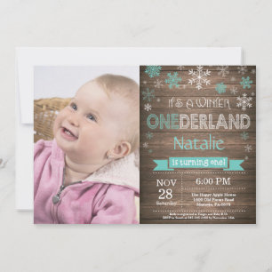 Rustic Winter Onederland 1st Birthday Invitation