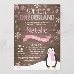 Rustic Winter Onederland 1st Birthday Invitation