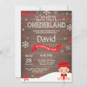 Rustic Winter Onederland 1st Birthday Invitation