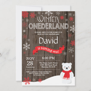 Rustic Winter Onederland 1st Birthday Invitation