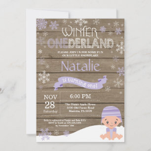 Rustic Winter Onederland 1st Birthday Invitation
