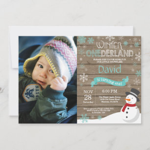 Rustic Winter Onederland 1st Birthday Invitation