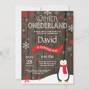 Rustic Winter Onederland 1st Birthday Invitation