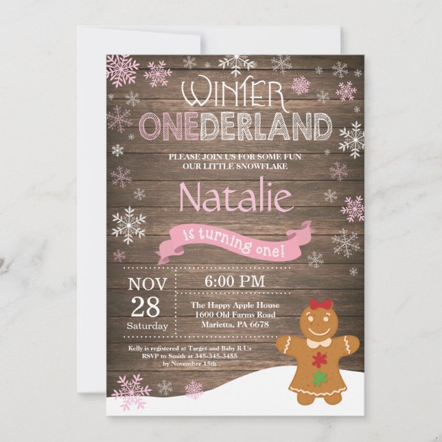 Rustic Winter Onederland 1st Birthday Invitation (Front)