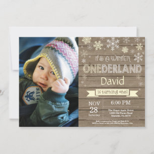 Rustic Winter Onederland 1st Birthday Invitation