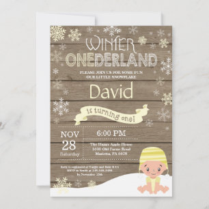 Rustic Winter Onederland 1st Birthday Invitation