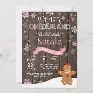 Rustic Winter Onederland 1st Birthday Invitation