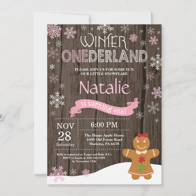 Rustic Winter Onederland 1st Birthday Invitation (Front)