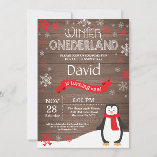 Rustic Winter Onederland 1st Birthday Invitation