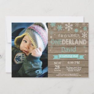Rustic Winter Onederland 1st Birthday Invitation