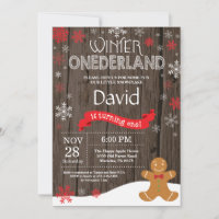 Rustic Winter Onederland 1st Birthday Invitation