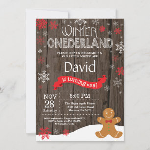 Rustic Winter Onederland 1st Birthday Invitation