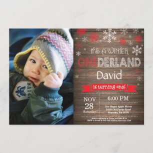 Rustic Winter Onederland 1st Birthday Invitation