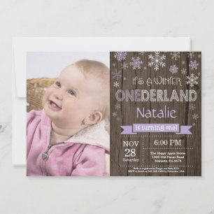 Rustic Winter Onederland 1st Birthday Invitation