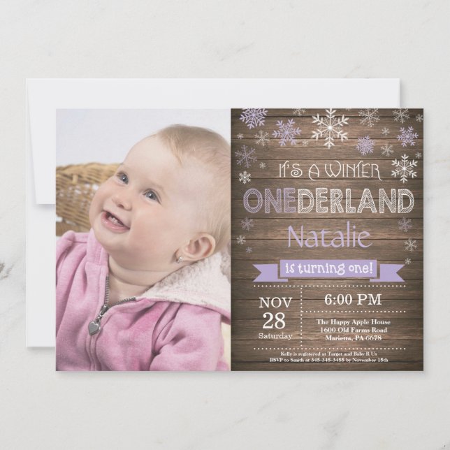 Rustic Winter Onederland 1st Birthday Invitation (Front)