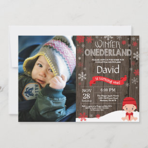 Rustic Winter Onederland 1st Birthday Invitation