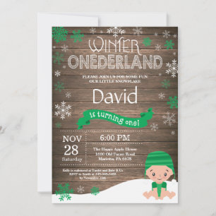 Rustic Winter Onederland 1st Birthday Invitation