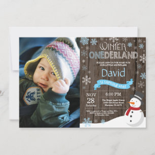 Rustic Winter Onederland 1st Birthday Invitation