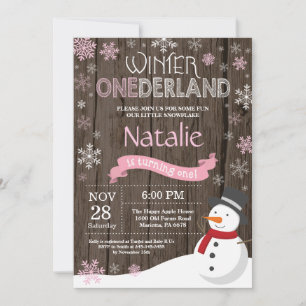 Rustic Winter Onederland 1st Birthday Invitation