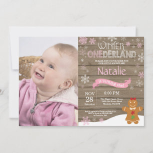 Rustic Winter Onederland 1st Birthday Invitation