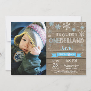 Rustic Winter Onederland 1st Birthday Invitation