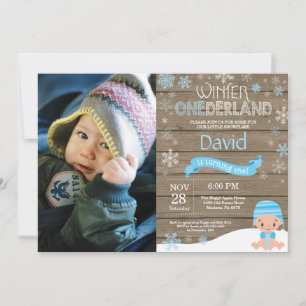 Rustic Winter Onederland 1st Birthday Invitation
