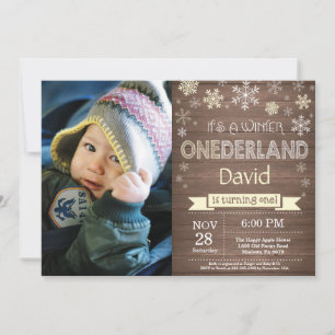Rustic Winter Onederland 1st Birthday Invitation