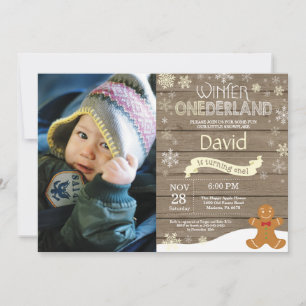 Rustic Winter Onederland 1st Birthday Invitation