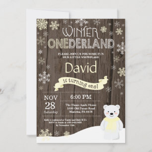 Rustic Winter Onederland 1st Birthday Invitation