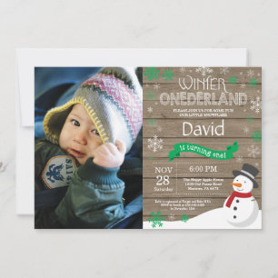 Rustic Winter Onederland 1st Birthday Invitation