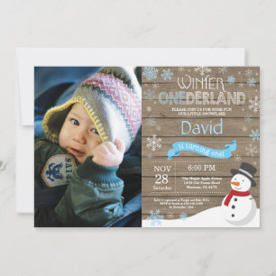 Rustic Winter Onederland 1st Birthday Invitation