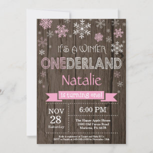 Rustic Winter Onederland 1st Birthday Invitation