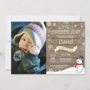 Rustic Winter Onederland 1st Birthday Invitation