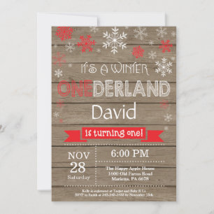 Rustic Winter Onederland 1st Birthday Invitation