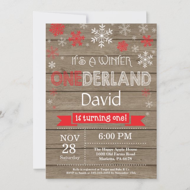 Rustic Winter Onederland 1st Birthday Invitation (Front)