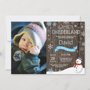 Rustic Winter Onederland 1st Birthday Invitation