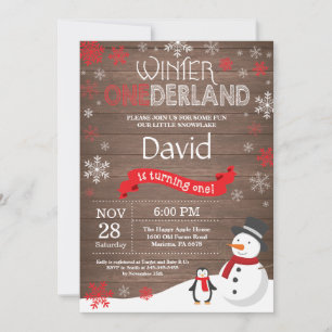 Rustic Winter Onederland 1st Birthday Invitation