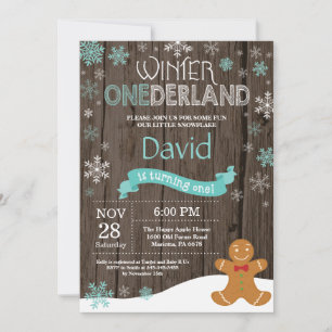 Rustic Winter Onederland 1st Birthday Invitation