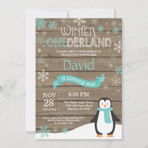 Rustic Winter Onederland 1st Birthday Invitation